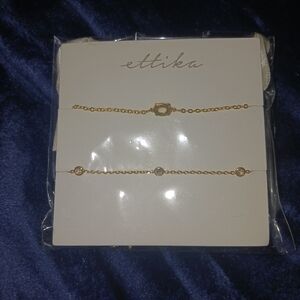 Gold-Plated 18K Opal & Crystal Bracelet Set of 2 | Ettika | New